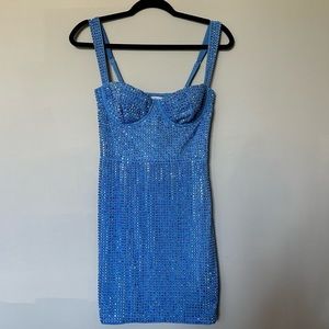 Oh Polly Ines Embellished Corset Mini Dress in Cobalt Blue